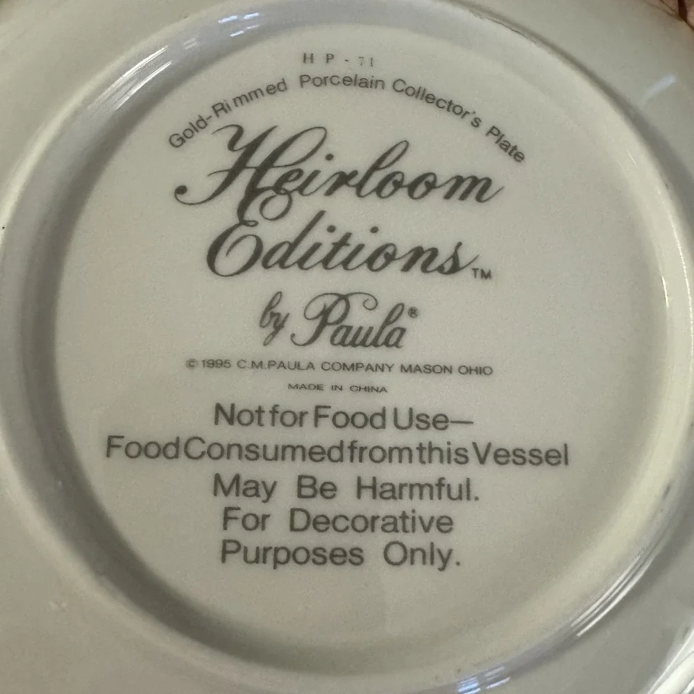 VINTAGE 1995 HEIRLOOM EDITIONS BY C.M. PAULA DECORATIVE PLATE Grandma's kitchen